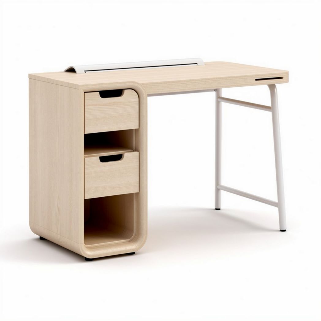 Bureau met lades voor thuiskantoor - hout en metaal - 120 x 60 x 75cm