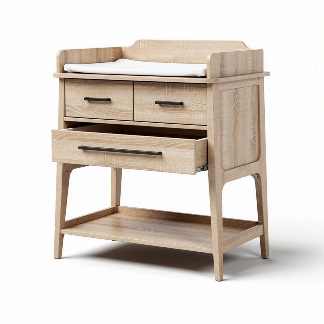 Wisselcommode van hout voor de babykamer met opbergruimte - 80 x 40 x 90cm