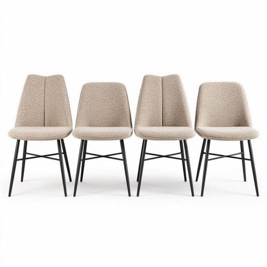 set van eetstoelen met een modern design voor de eetkamer - stof en metaal - 45 x 55 x 90cm