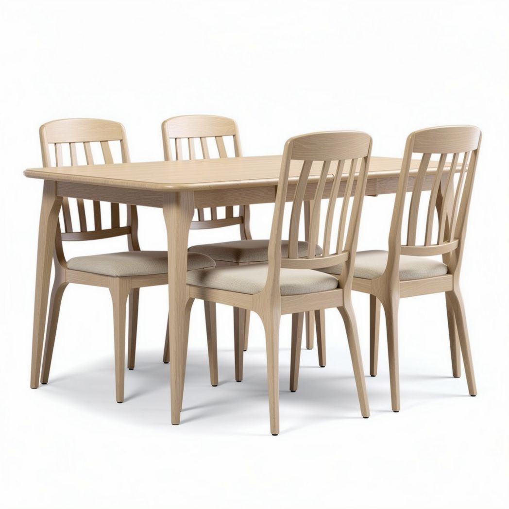 Eettafel met vier stoelen voor de eetkamer - hout - 160 x 90 x 75cm