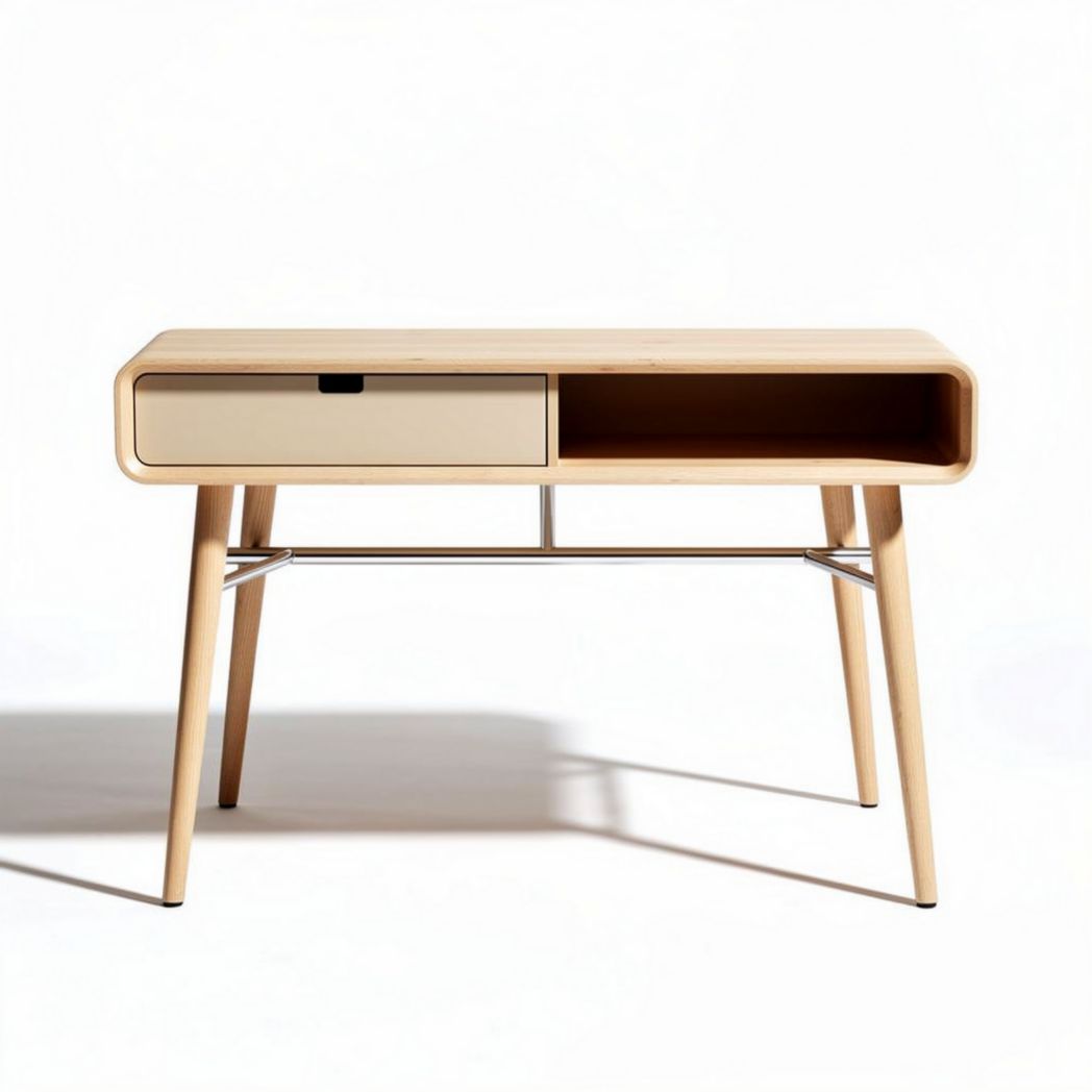 Bureau met lade voor kantoor of studeerkamer - hout en metaal - 120 x 60 x 75cm